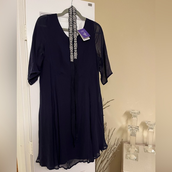NWT Seraphine Gisele Deep Blue Beaded Maternity Cocktail Dress size 10 - Picture 8 of 12